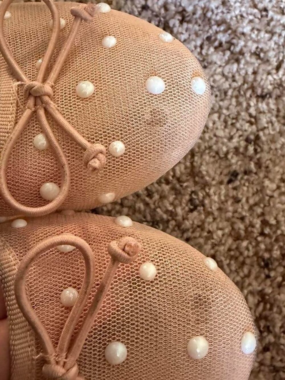Nude Pearl Embellished Ballet Flats - Picture 4 of 6